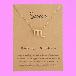 Scorpio Gold Toned Zodiac Necklace